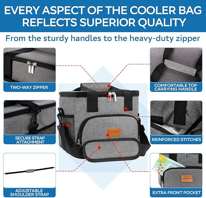 Portable Soft Cooler Bag - 24/60 Can Insulated Camping Cooler, Leakproof Collapsible Soft Sided Cooler for Drink, Suitable for Picnic, Beach, Outdoor, Lunch, Work, Ice Chest