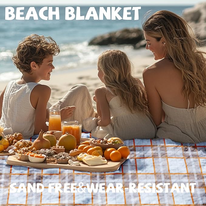 Extra Large Picnic Blankets Portable 80x80 Oversized Waterproof Sandproof Outdoor Beach Blanket Camping Grass Mat Big XL Compact Lawn Park Rug Summer Camper Essential Couple Family Teen Play Gifts