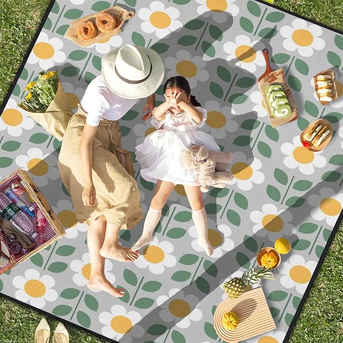 Extra Large Picnic Outdoor Blanket 60''x80'' Waterproof and Sandproof Picnic Mat for Beach Foldable Camping Accessories for Grass Lawn Park