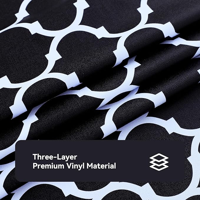 Romanstile Rectangle Plastic Tablecloth, 100% Waterproof Oil-Proof Checkered PVC Table Cloth, Heavy Duty Vinyl Table Cover for Dining, Camping, Picnic, Outdoor - 54 x 120 Inch, Moroco Black