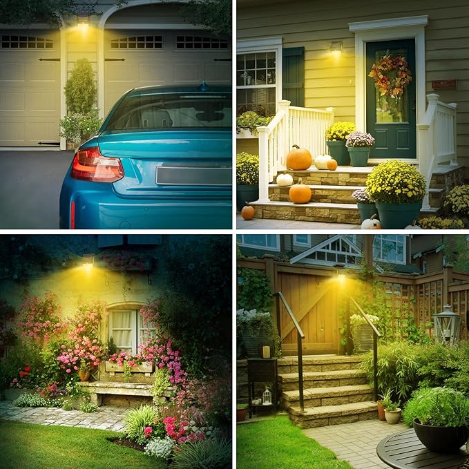 kolpop 6 Pack Solar Motion Lights Outdoor, 3 Modes/100LED Security Wireless IP65 Waterproof Wall Outdoor for Front Door, Backyard, Garage, Deck(Warm White) ,WS05Y
