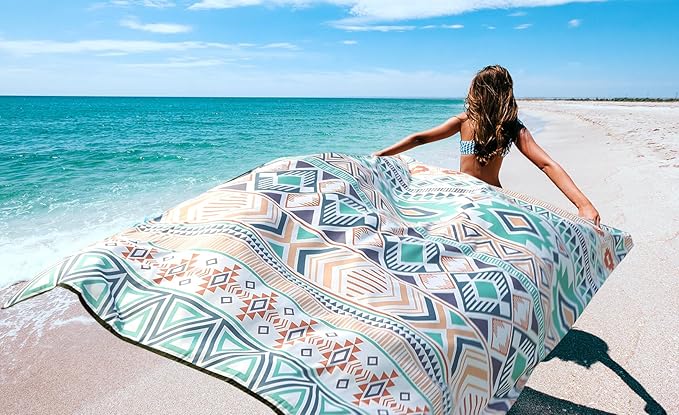 Beach Blanket Waterproof Sandproof Extra Large Beach Mat 79" X 83"/120"x108"for 1-8 Adults Quick Drying Durable Outdoor Picnic Mat for Beach Travel Camping Hiking