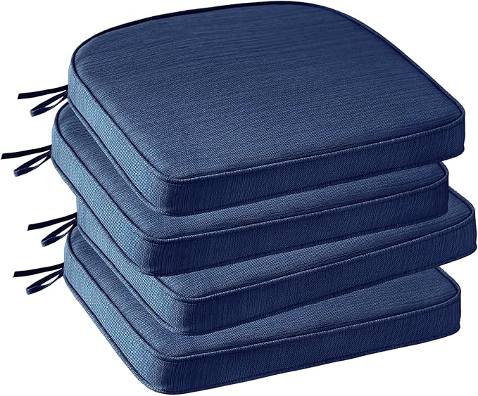Outdoor Round Corner Seat Cushion, 17"x16"x2", Set of 4, Non Slip Seat Cushion Pads with Removable Cover for Patio Furniture, Garden Yard Lawn, Navy