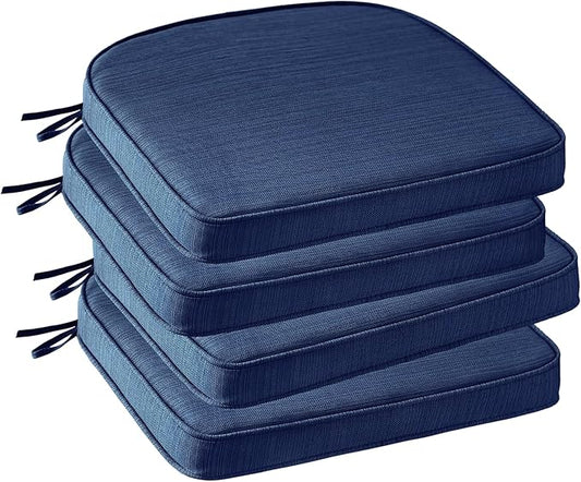 Outdoor Round Corner Seat Cushion, 17"x16"x2", Set of 4, Non Slip Seat Cushion Pads with Removable Cover for Patio Furniture, Garden Yard Lawn, Navy