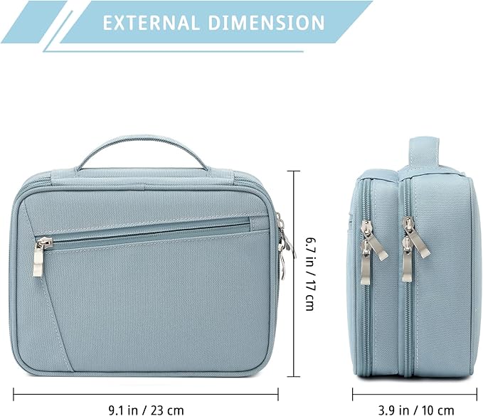 mygreen Electronics Travel Organizer, Watreproof Electronic Accessories Case Portable Double Layer Cable Storage Bag for Cord, Charger, Flash Drive, Phone, Ipad Mini, SD Card, Gifts for Him Grey Blue