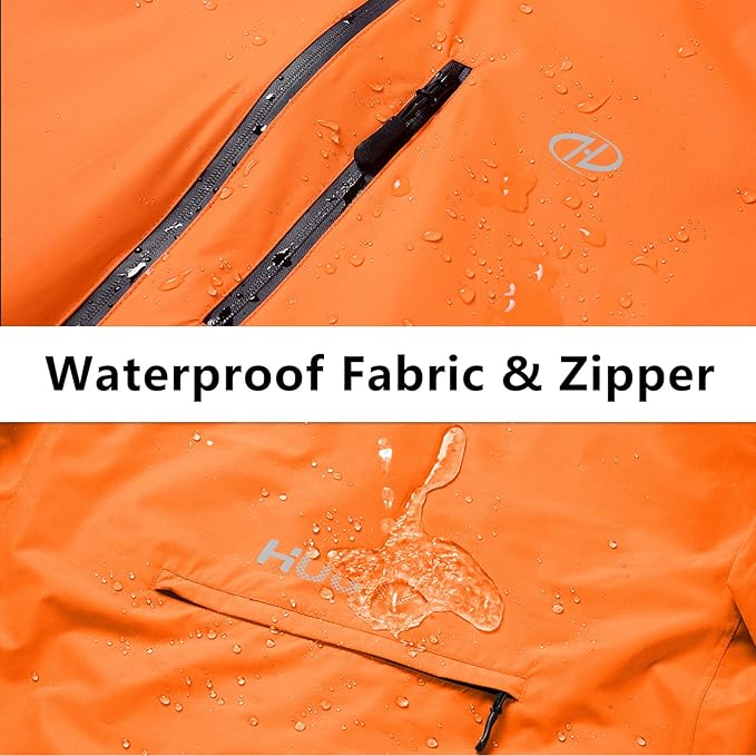 Men's Cycling Running Rain Jacket Lightweight Waterproof Biking Hiking Windbreaker Raincoat Reflective Packable