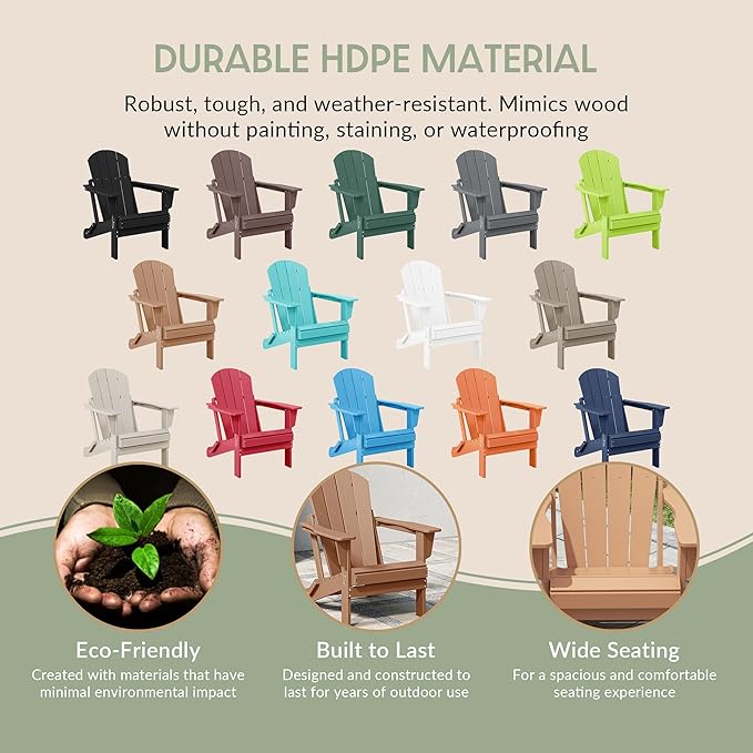 WestinTrends Malibu Malibu Outdoor Folding Poly Adirondack Chair (Set of 8), Lime