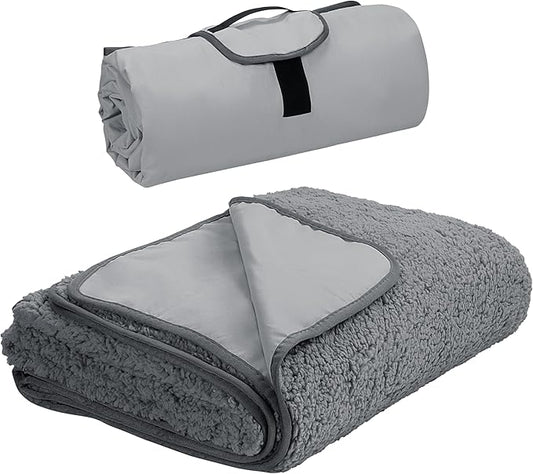 Tirrinia Large Waterproof Outdoor Blanket, Soft Warm Windproof Stadium Blanket with Sherpa Fleece and Foldable for Outdoor Sport, Baseball, Football, Beach, Concerts, Car