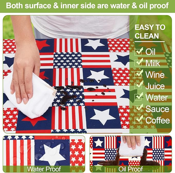 Picnic Table Cover with Bench Covers Camping Essentials Waterproof Windproof Camping Tablecloth with Drawstring Bag, Fitted Rectangle Tables and Seats, 60in, Red Blue Checkered