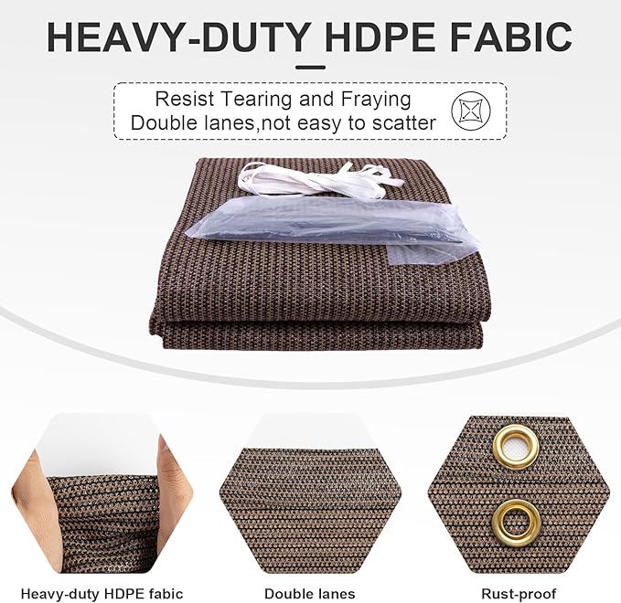 Cool Area Sun Shade Cloth with Grommets 4×16 FT Shade Panel Shade Tarp Screen Fabic for Outdoor Patio Pergola Cover Deck Garden, Brown (Customized)