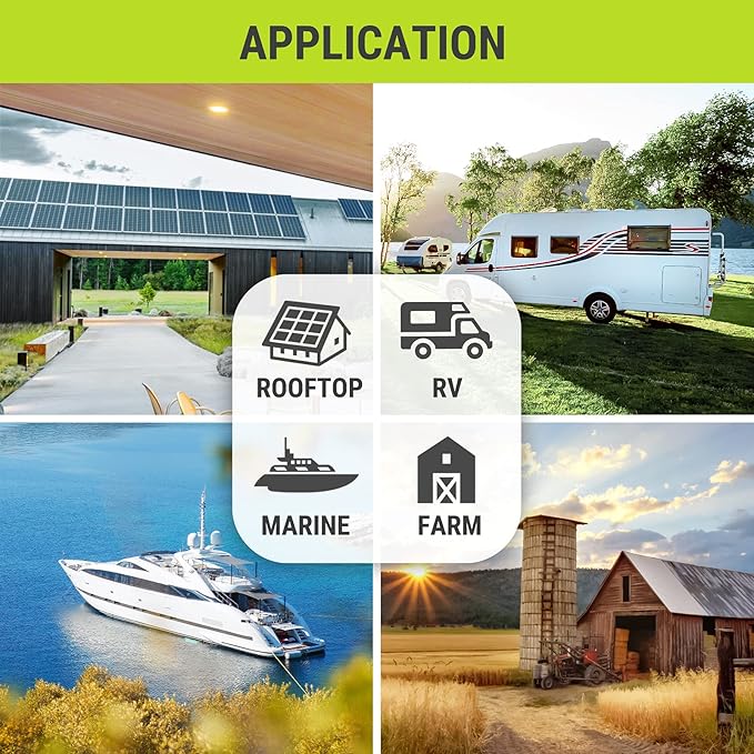 Newpowa 9BB 120W Solar Panel - High-Efficiency Monocrystalline PV Module for 24V Off Grid System, RV, Boat, Camper, Trailer, Gate Opener