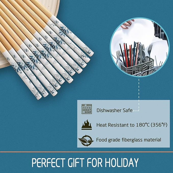 200 Pairs Bamboo Chopsticks - Reusable, Wooden, Disposable, Dishwasher Safe Bulk, 9.4 Inches with Chinese & Japanese Styles,Kapok