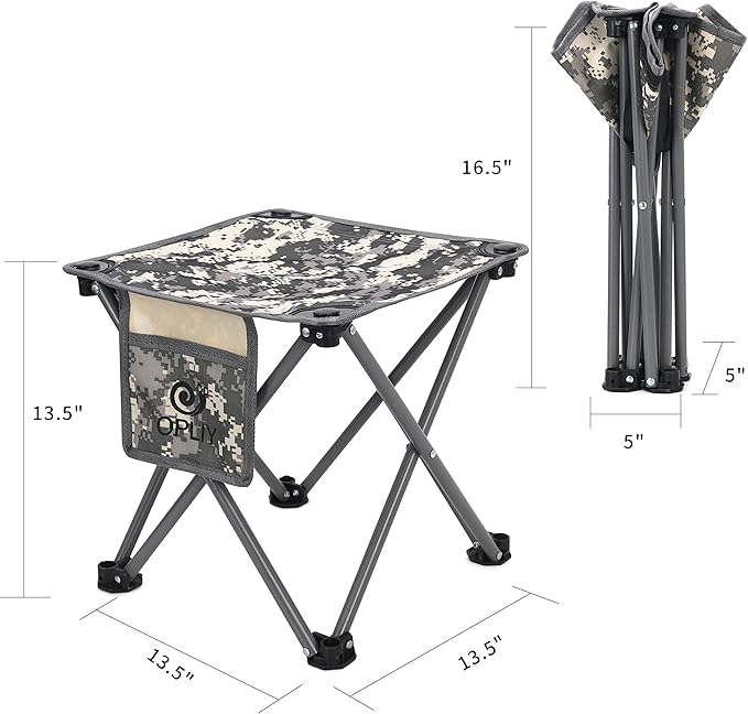 Opliy Camping Stool 2 Pack,13.5 Inch Portable Folding Stool for Outdoor Gardening and Beach Hiking Fishing,Foot Stool with Carry Bag (Camouflage)