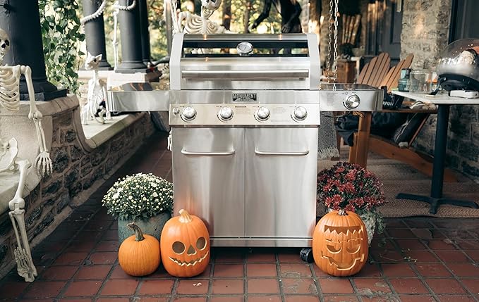 Monument Grills Larger Convertible 4-Burner Natural Gas Grill Stainless Steel Cabinet Style Propane Grills with Conversion Kit(2 Items)