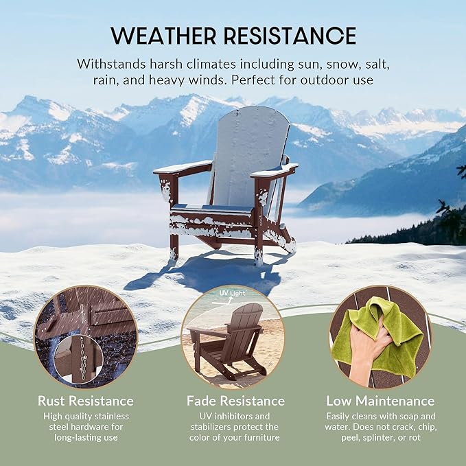 WestinTrends Malibu HDPE Outdoor Patio Folding Poly Adirondack Chair, Dark Brown