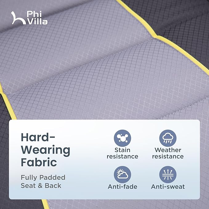 PHI VILLA XXL Oversized Padded Zero Gravity Chair, Foldable Patio Recliner, 30" Wide Seat Anti Gravity Lounger with Cup Holder, Support 400 LBS (Gray Accent)