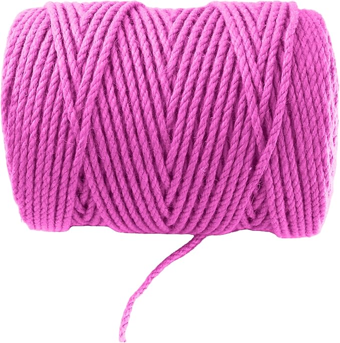 4mm x 500 Feet Pink Jute Rope, Twine for Gardening Tomato Climbing Plant Tie Floristry Crafts Gift Wrapping Packing Decor