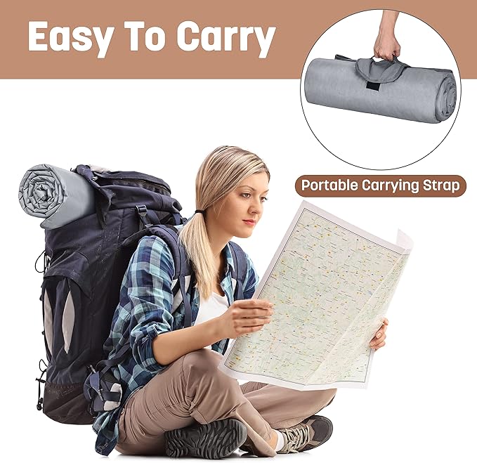 Tirrinia Waterproof Outdoor Blanket with Sherpa Lining, Windproof Triple Layers Warm Comfy Foldable for Camping Stadium, Beach, Picnic, Grass, Concerts, Car, Dog, 51''X 59'' & 59''X 80''