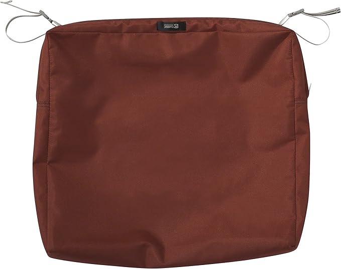 Classic Accessories Ravenna Water-Resistant 22 x 21 x 3 Inch Patio Seat Cushion, Spice, Chair Seat Cushion