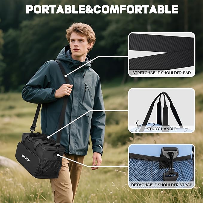 EULANT Large Waterproof Cooler Bag with Removable Lunch Bag,27 Can Collapsible Insulated Ice Chest Leak-Proof Cooler Bag for Men & Women Work Outdoor Beach Trips
