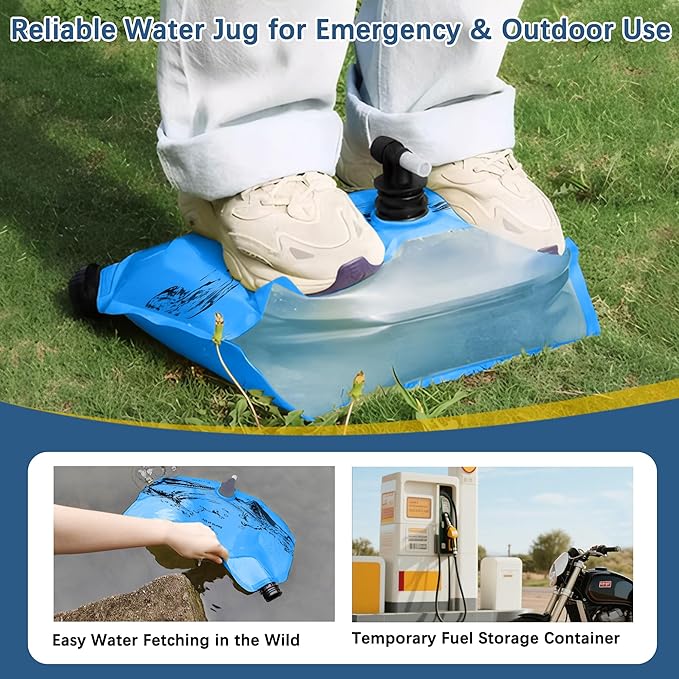 Camping Water Jug 2.1 Gallon CollapsibleWater Container Portable Water Bag for TravelOutdoor Hiking BPA Free Lightweight (Blue (2.1 Gal), 4)