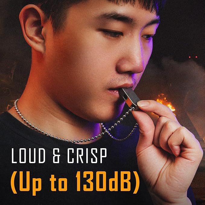 KeyUnity Titanium EDC Whistle Outdoor Emergency Whistle for Keychain, Comes with Necklace to Hang on Neck