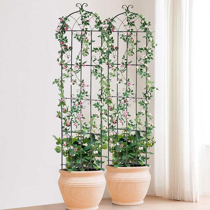 VEVOR Garden Trellis for Climbing Plants, 87 x 20 in, 4 Packs Rustproof Metal Garden Flower Trellis, Outdoor Climbing Rose Trellis Cucumbers Support, Decorative Clematis Trellis for Courtyards Lawns