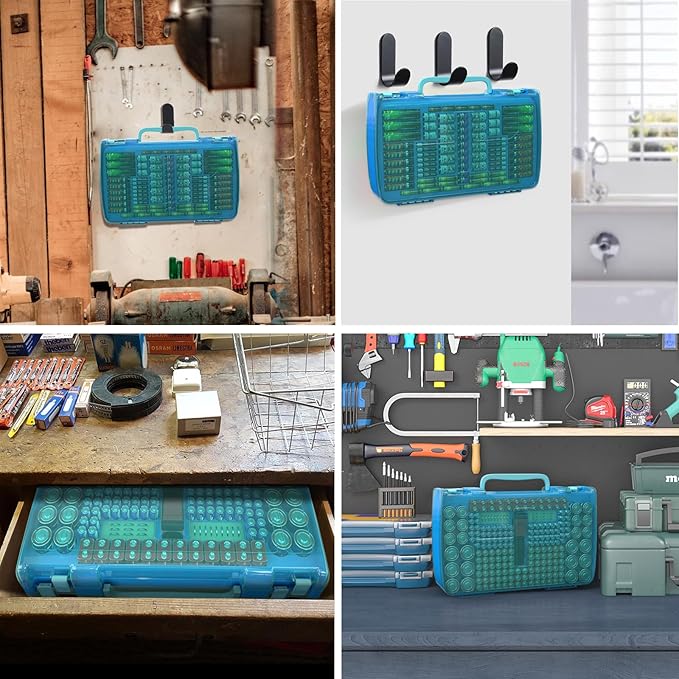 Large Capacity 269 Battery Organizer Storage Case with Tester, Double-Side Battery Holder Container for AA AAA AAAA C D 9V Lithium 3V CR123 CR1632 18650 Batteries(Box Only) (Blue)
