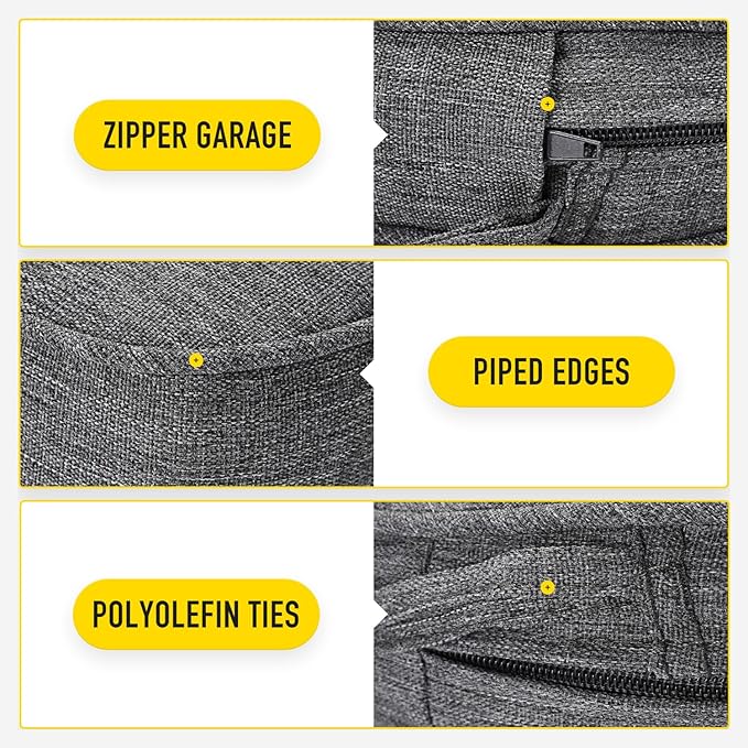 SUNROX Gel Memory Foam Chair Cushions, FadeShield Water-, Stain-Resistant Durable Reversible Seat Cushion Pads with Ties for Indoor/Outdoor Kitchen Dining Office 17"x16" Set of 6, Heather Charcoal