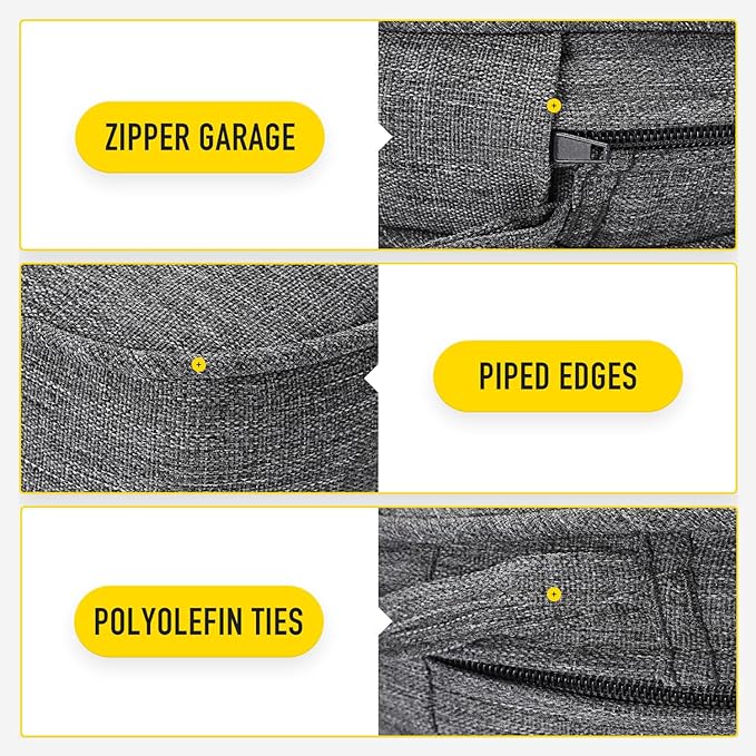 SUNROX Gel Memory Foam Chair Cushions, FadeShield Water-, Stain-Resistant Durable Reversible Seat Cushion Pads with Ties for Indoor/Outdoor Kitchen Dining Office, 19"x19", Set of 2, Heather Charcoal