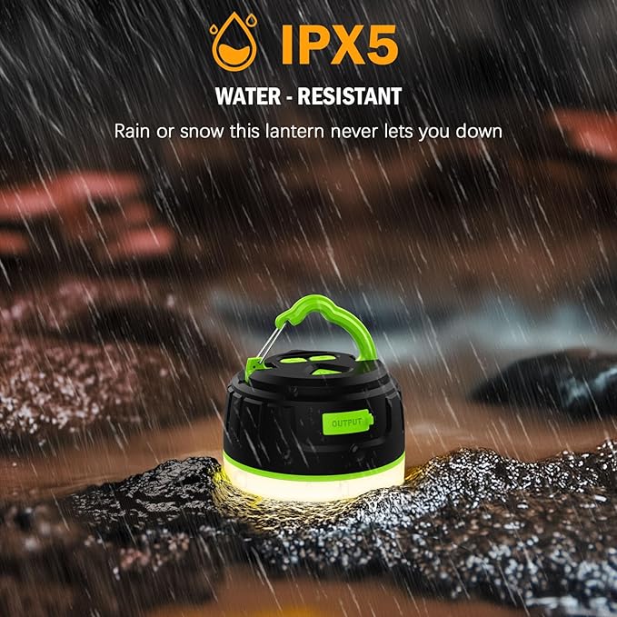 Rechargeable LED Camping Lantern 1000LM, 300H Runtime, 6400mAh, IPX5 Waterproof Tent Light for Camping, Hiking, Power Outages, Home, Emergency Use - Wireless Remote Edition,Green