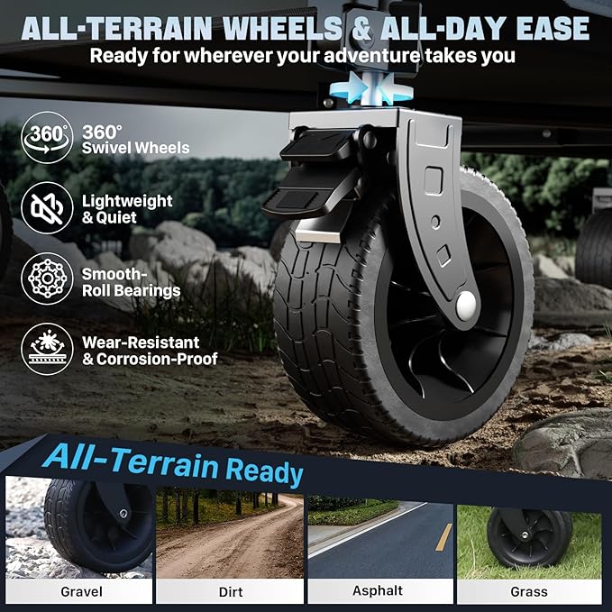 48″ Extra-Large Folding Wagon Cart, 560LBS Capacity, 350L Heavy Duty Utility Cart with Brakes, All-Terrain Wheels, 600D Oxford Fabric, Foldable Design for Camping, Beach, Travel, Festival