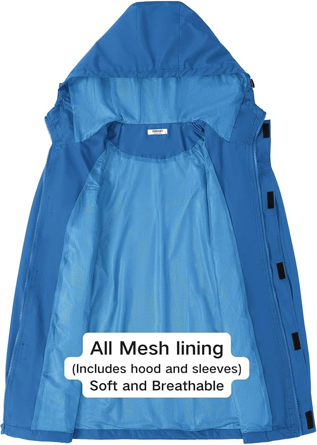 COOFANDY Men's Rain Jacket Waterproof With Hood Lightweight Packable Shell Raincoat Windbreaker For Cycling Golf Travel