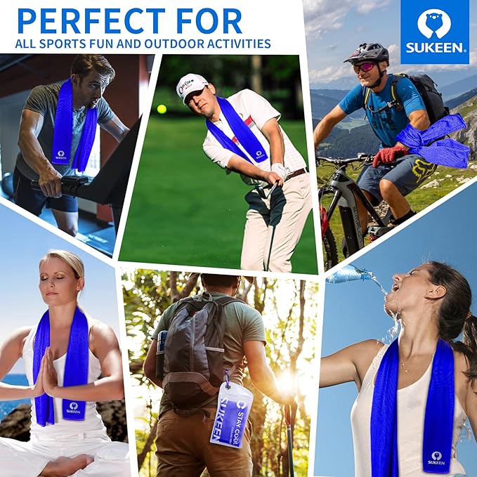 Sukoon Cooling Towel - Bulk Chilly Ice Towel (40"x12"), Soft Microfiber for Yoga, Sport, Running, Gym, Camping & More Activities