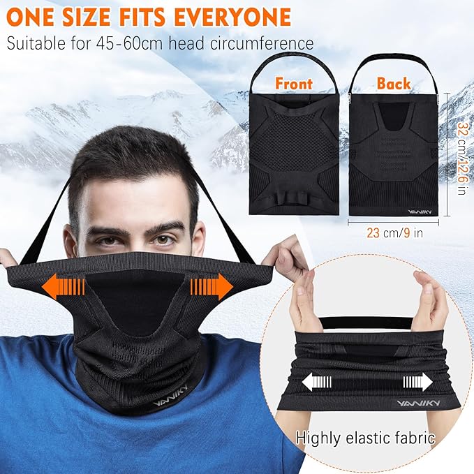 Winter Neck Warmer Gaiter Ski Face Mask, Breathable Fleece Balaclava Windproof Cold Weather Scarf