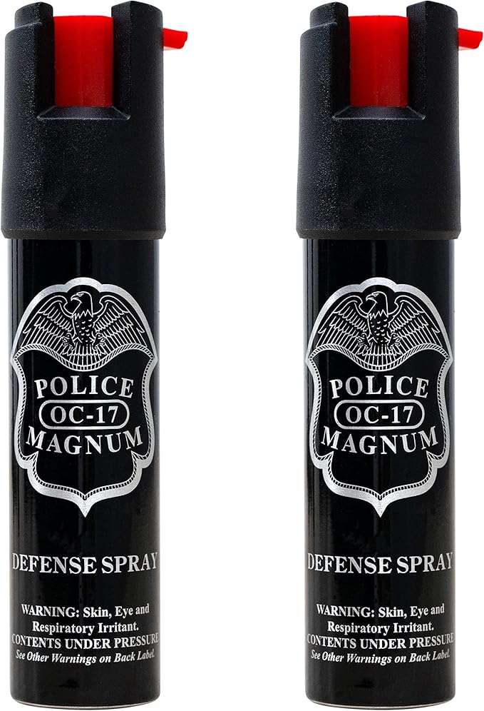 Police Magnum Compact Pepper Spray Self Defense- Tactical Maximum Heat Strength OC- Small Discreet Carry Canister- Made in The USA