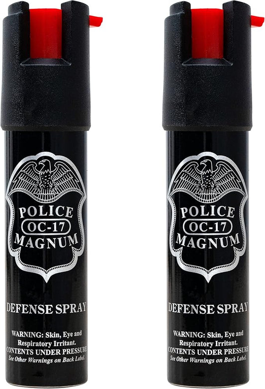 Police Magnum Compact Pepper Spray Self Defense- Tactical Maximum Heat Strength OC- Small Discreet Carry Canister- Made in The USA