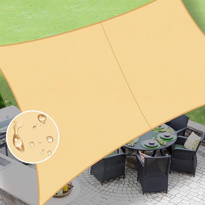 LOVE STORY Waterproof 8'x10' Rectangle Sand Sun Shade Sail Cannoy UV Resistant for Outdoor Patio Garden Backyard (We Make Custom Size)