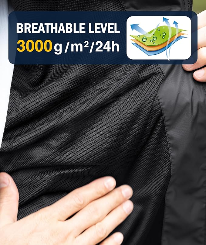 SWISSWELL Rain Jacket Men Waterproof Windbreaker, Lightweight Hooded Raincoat for Daily Casual