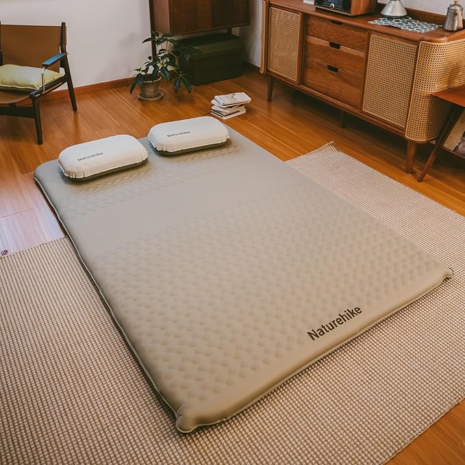Naturehike 2.56’’ Thick Self Inflating Sleeping Pad for Camping with Foam, Inflatable Twin Size Camping Mattress for Outdoors, Car, Home, ISPO Award Winning Processes