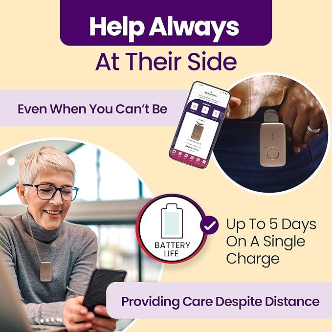 Medical Guardian MGMini | Medical Alert Device for Seniors | Water-Resistant, Emergency Call Button, 24/7 Monitoring, Step Counter, GPS Tracking | Monthly Subscription Required | Rose Gold