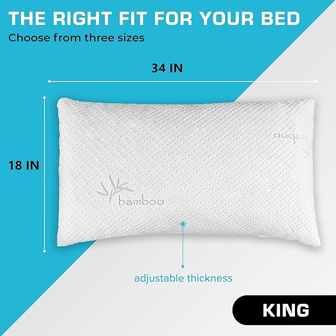 Xtreme Comforts 2-Pack Pillows for Sleeping Made in The USA - GreenGuard Gold Certified Adjustable King Memory Foam Pillow for Side, Back & Stomach Sleepers w/Removable Cooling Zipper Cover