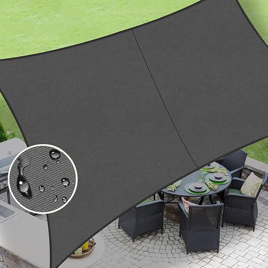 LOVE STORY Waterproof 8'x10' Rectangle Dark Grey Sun Shade Sail Cannoy UV Resistant for Outdoor Patio Garden Backyard (We Make Custom Size)