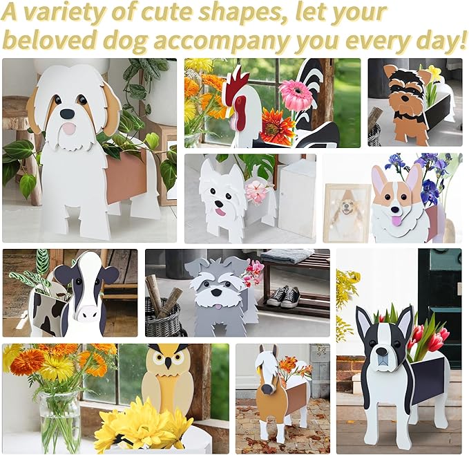 Schnauzer Gray Dog Planter, Pet Shape Garden Pots Plant Pots for Indoor/Outdoor Gardens Decoration, Cute, Surprise Gifts/Souvenirs for Pet Lovers