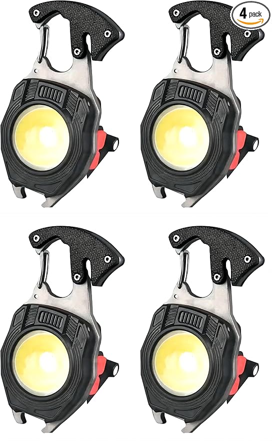 Portable Outdoor Strong Mini Lighter Multifunctional Floodlight with Rechargeable USB Charging,Emergency Tool Magnetic Base, Whistle, Screwdriver, Seat Belt Cutter for Camping Fishing Hiking (4)