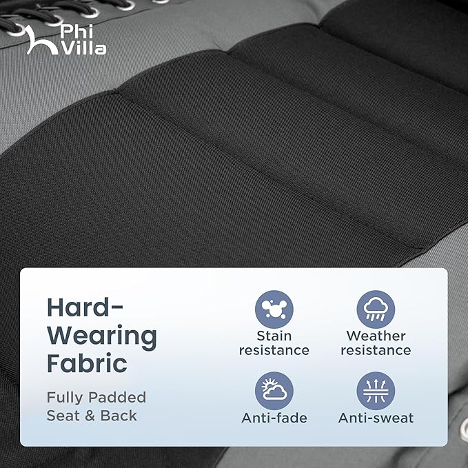 PHI VILLA XXL Oversized Padded Zero Gravity Chair, Foldable Patio Recliner, 30" Wide Seat Anti Gravity Lounger with Cup Holder, Set of 2, Support 400 LBS (Gray)