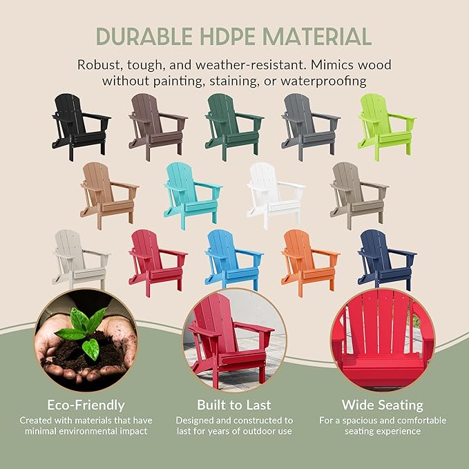 WestinTrends Malibu Malibu Outdoor Folding Poly Adirondack Chair (Set of 8), Dark Brown