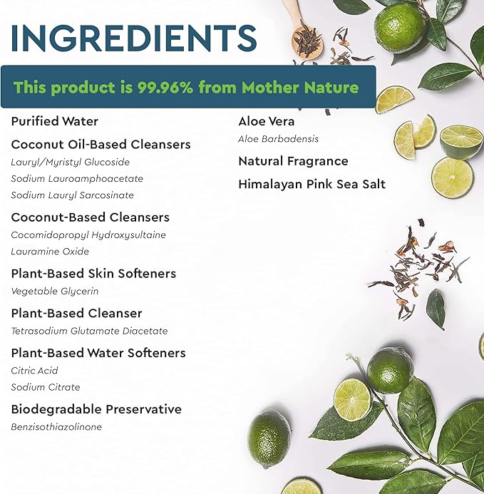 Puracy Natural Dish Soap Refill - Skin-Softening Plant-Based Liquid Dishwashing Detergent Soap, Clean-Rinsing Water-Sheeting Formula (Green Tea & Lime, 48 fl oz)