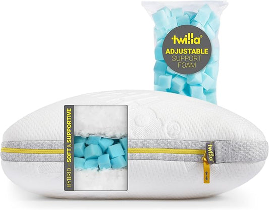 Twilla Adjustable Side Sleeping Pillow, Customizable Pillows, Down Alternative and Supportive Foam, Perfect Luxury Sleeper Queen Pillow