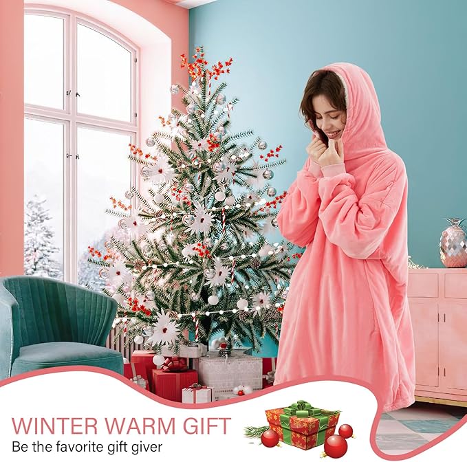 LetsFunny Blanket Hoodie,Oversized Wearable Sherpa Fleece Blanket Sweatshirt,Super Soft Warm Cozy with Giant Pocket,Gifts for Women Men Adults Teenagers Kids, One Size Fits All